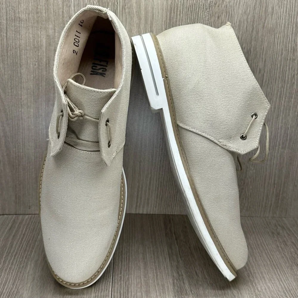 J.D. Fisk Boots Mens Size 10 Henri Desert Lace-Up Ankle Canvas Beige